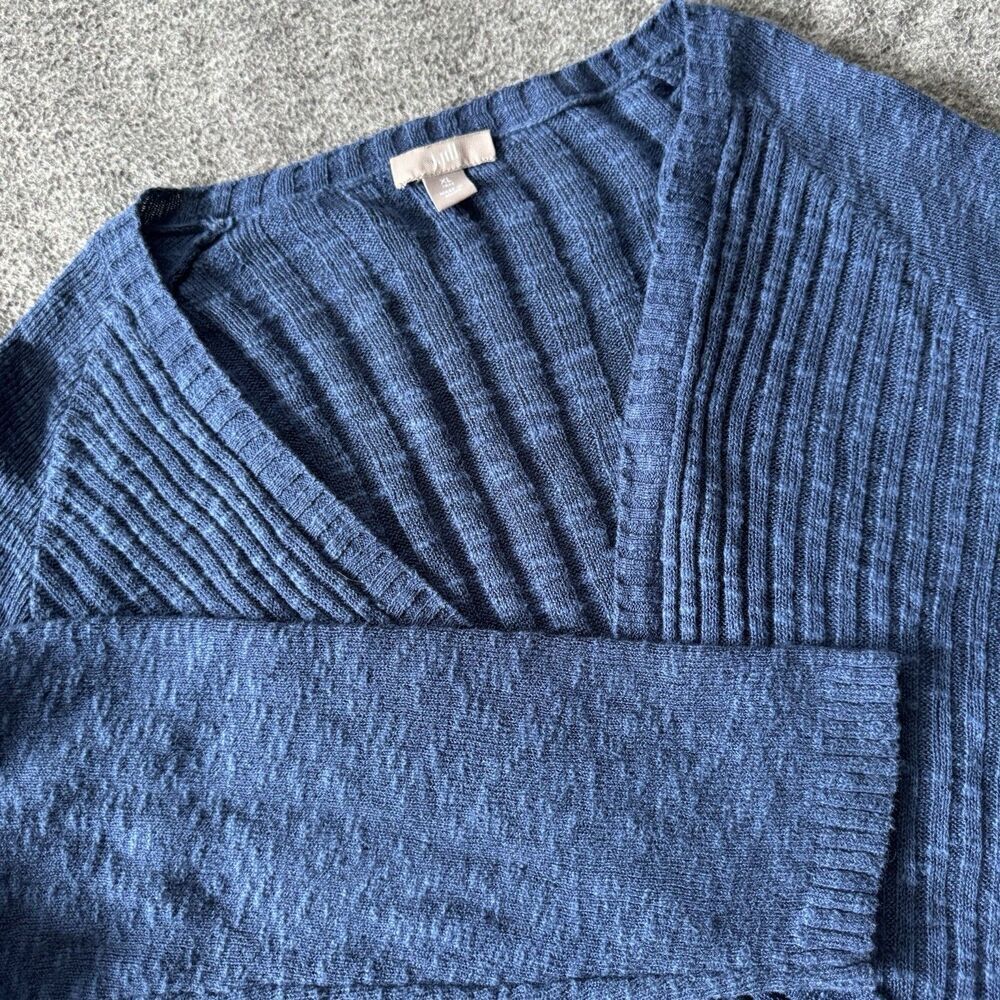 J. Jill Women's Blue Open Front Linen Blend Knit Cardigan Womens XL Tall